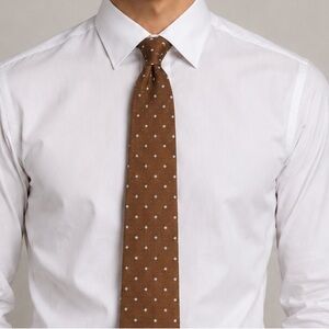 Luciano Barbera Walnut Tie with Ivory Dots in 100% Luxurious Cashmere